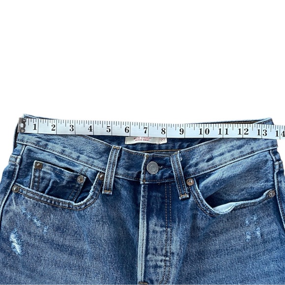 Levi's Wedgie Straight Jeans High Rise Medium Wash Before Dawn Distressed Sz 27 - Picture 10 of 15